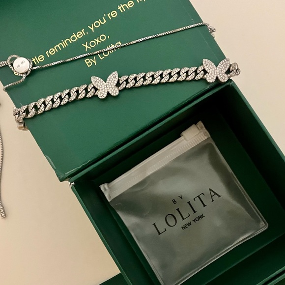 Butterfly Pavé Cuban Link Choker, By Lolita New York, Gently Used - Picture 3 of 6